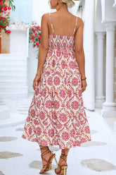 Vestido midi con tirantes y estampado floral